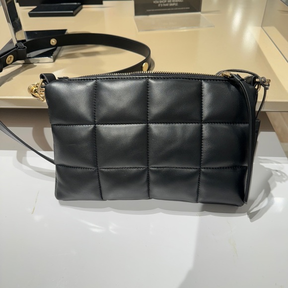 AllSaints quilted black leather Eve shoulder crossbody bag